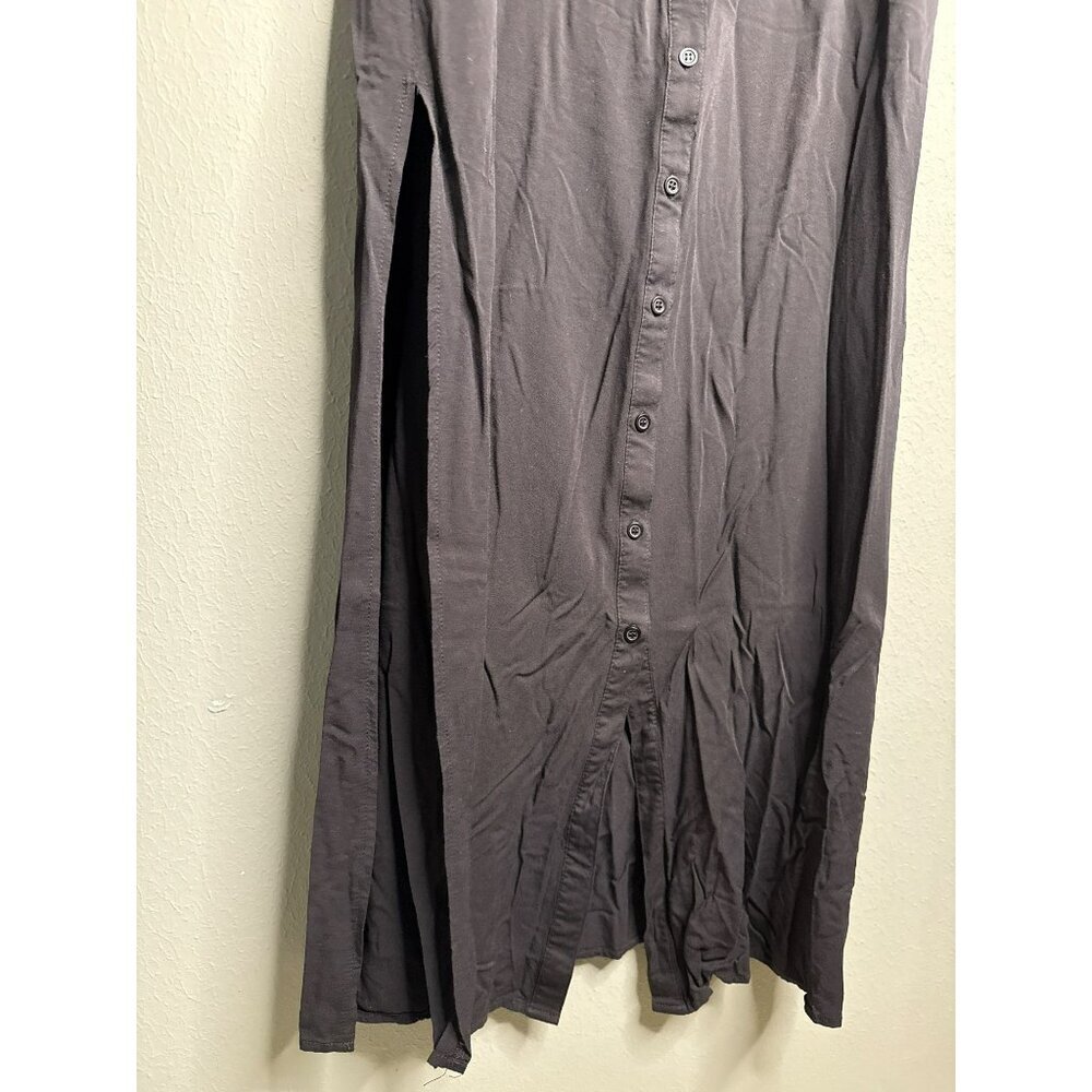 Lulus Women's Large Black Maxi Button Up Off Shoulder Dress Side Slits - Picture 3 of 8